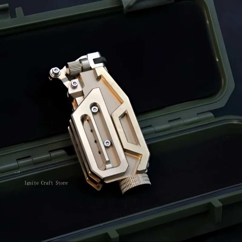 Original design：CNC integrated hollow brass punk fuel lighter,handmade brass collectible lighter,cigarette accessories,men gift