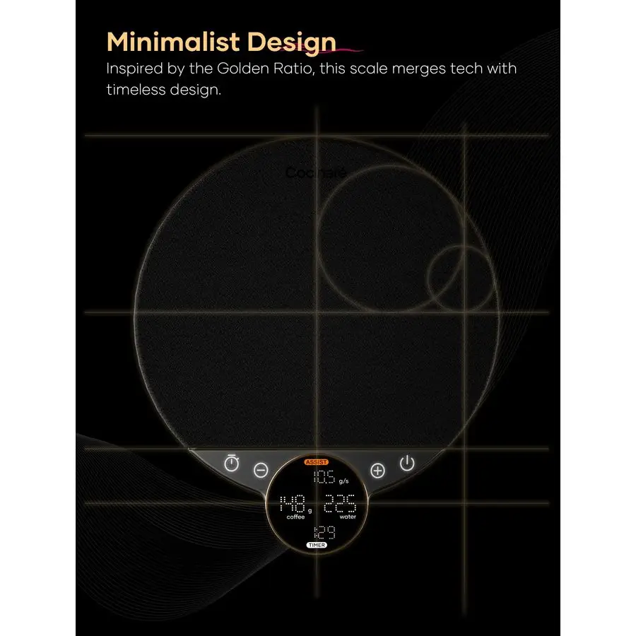 ميزان القهوة الرقمي المتوازن، التحكم الدقيق مع ثلاثة أوضاع مساعدة التخمير، الوزن، المنافسة، ميزان المطبخ الرقمي fo