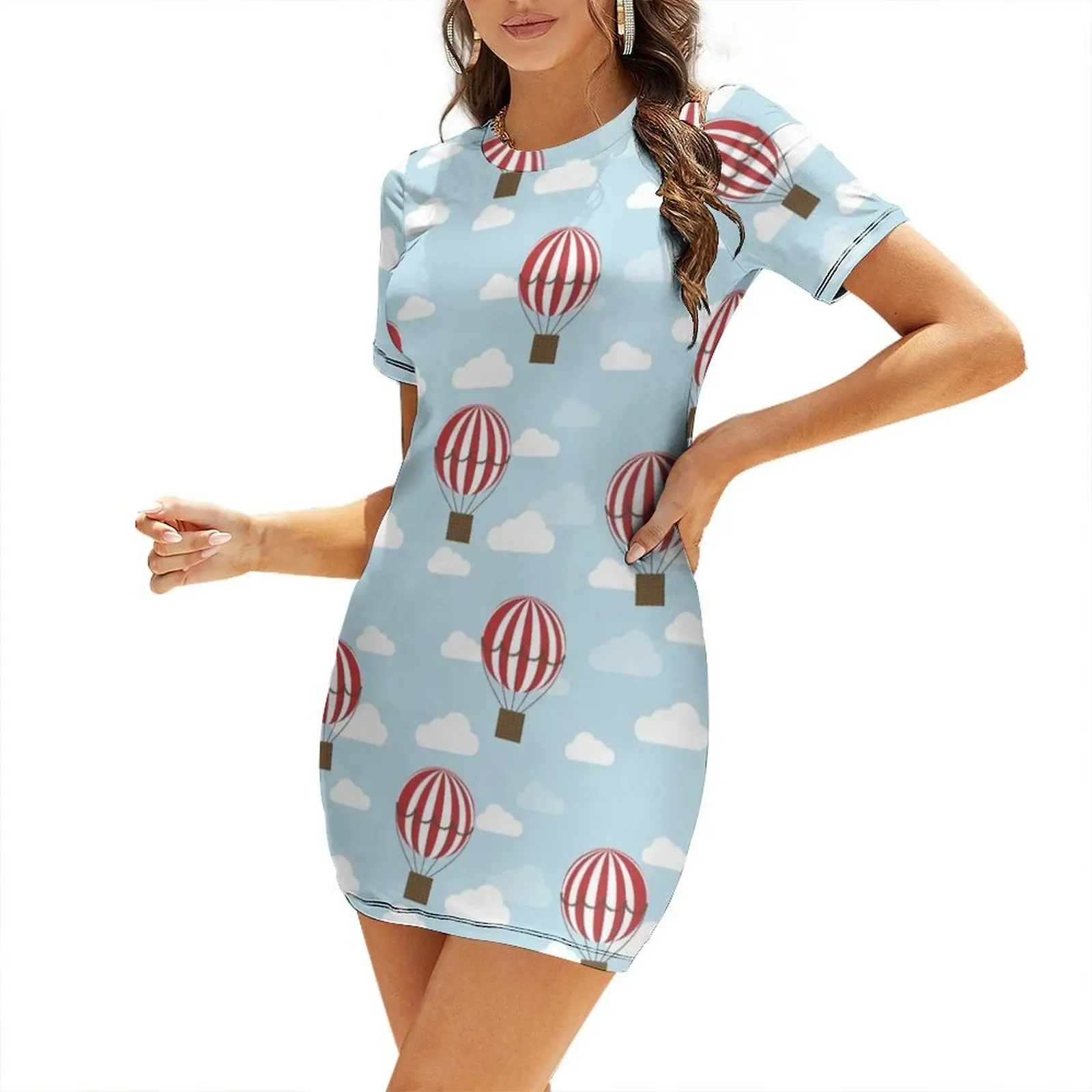 

Hot Air Balloons Short Sleeved Dress birthday dress for women luxury 2025 african dresses for woman Summer women's clothing