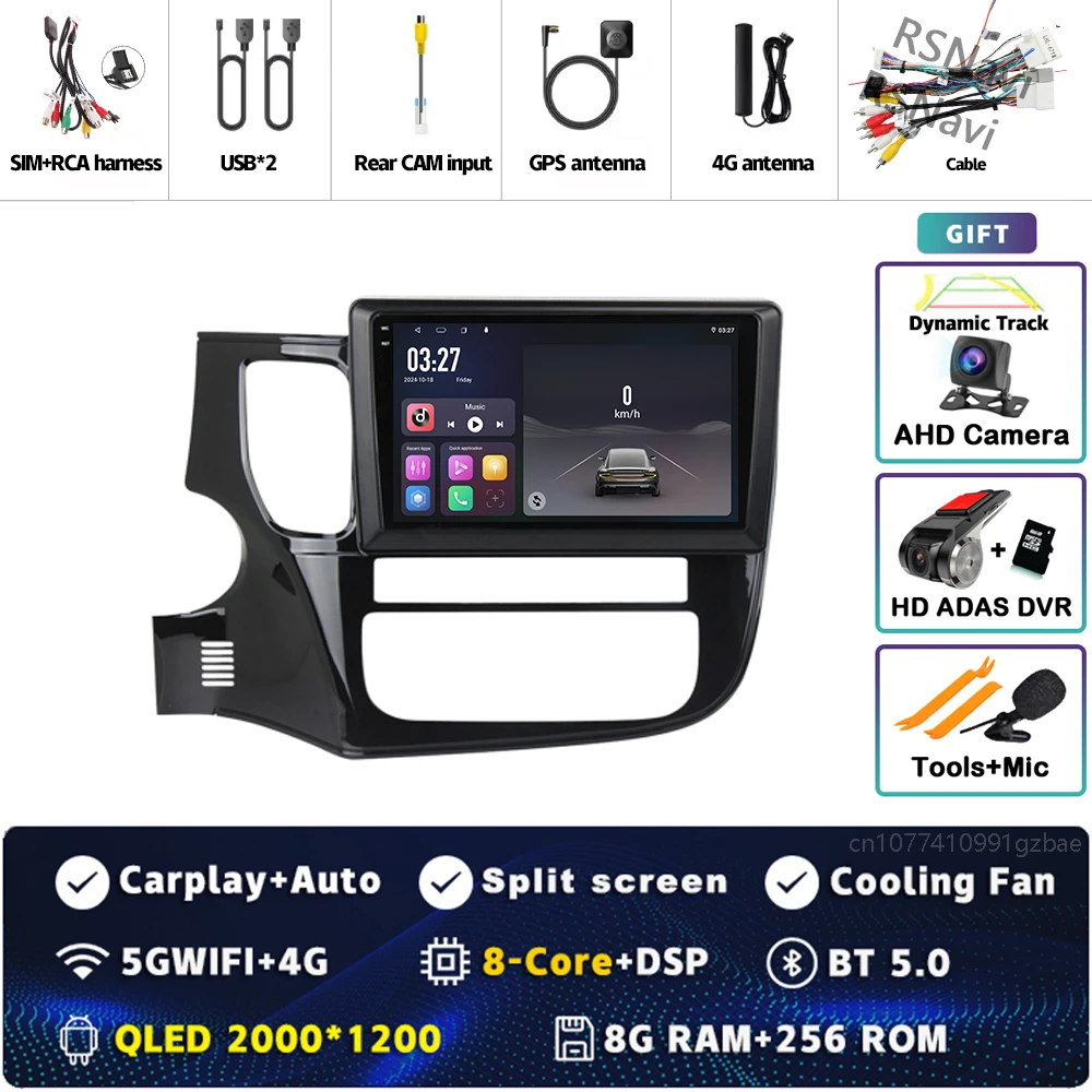 Android 15 Voor Mitsubishi Outlander 3 GF0W GG0W 2012-2018 Stereo Autoradio Multimedia Video Player GPS AI Voice CarPlay - afbeelding 1