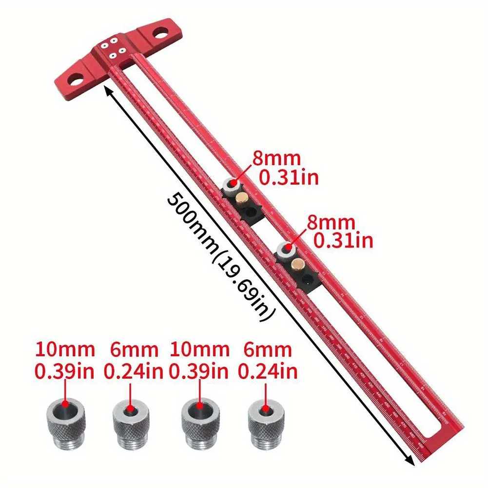 T Type Woodworking Scriber Ruler 90 Degree Aluminum Alloy Line Gauge Scriber T-Square Ruler 300MM 500MM Measuring Tool