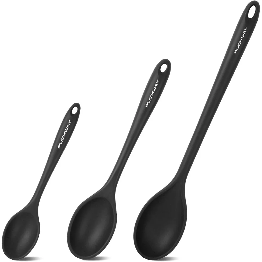 

3 Pcs Silicone Spoons Set of 7.9 10.6 14.2 ih for Cng Heat Resistant Kitchen Spoons for Mixing Stirring and Serving Small to La