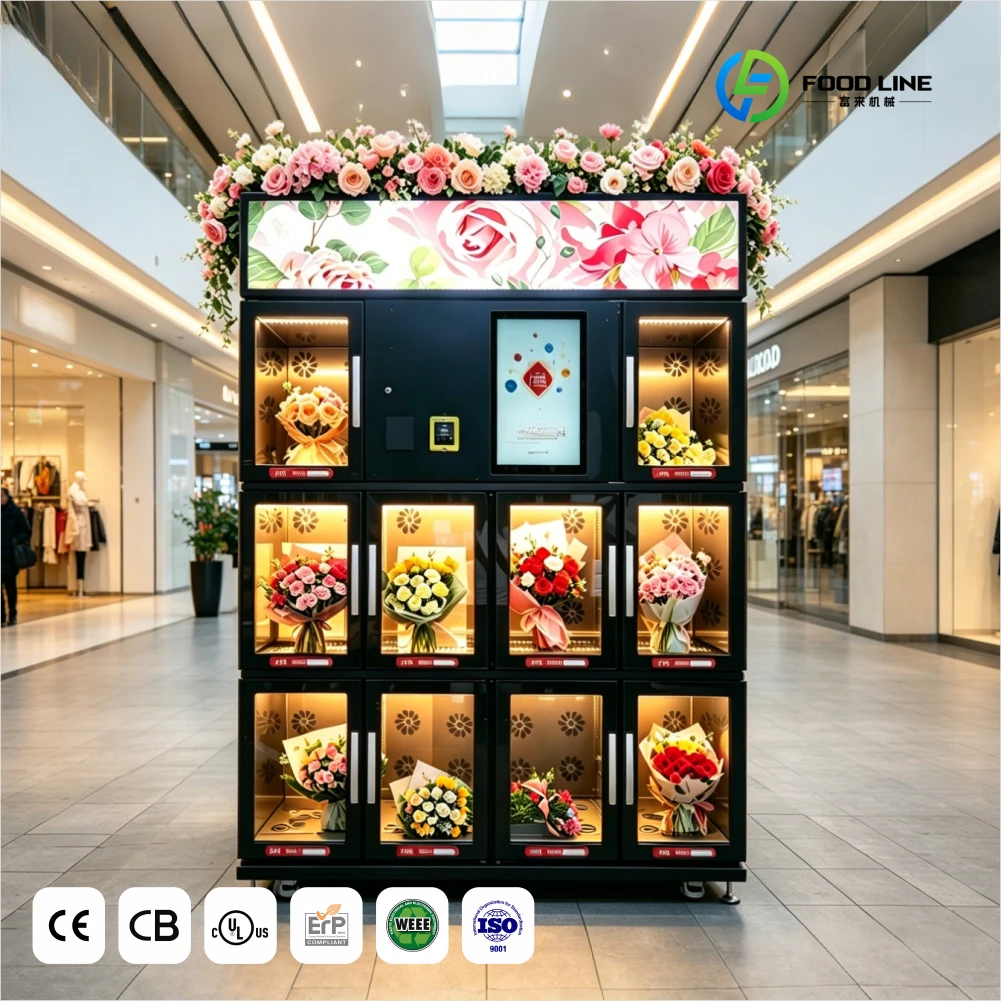24H Self-Service Flower Locker Retail Solution Sales Bouquet Vending Machine Refrigerated Vending Machine for Flowers Customized