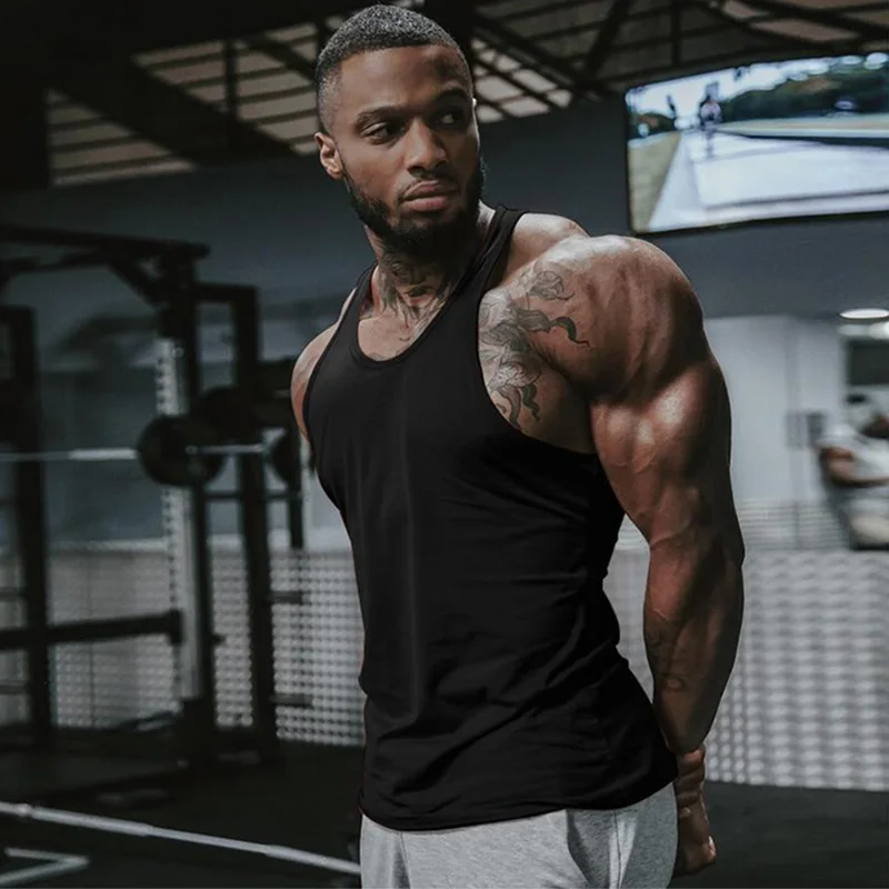 Summer Plain Y Back Running Vest Mens Bodybuilding Stringer Tank Top Gym Clothing Fitness Sleeveless Shirt Cotton Racer Singlets