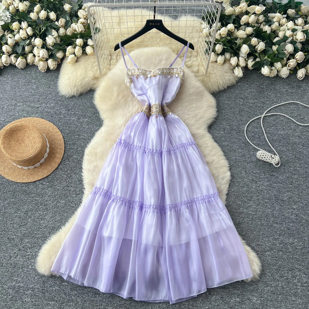 

Sexy Chic tassel mesh Dress Elegant Korean Fashion Slim Summer vintage Beach dress women clothing
