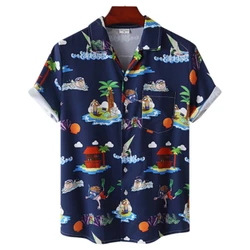Tropics Sea Island Shirts for Men Clothing 3D Printing Hawaiian Beach Shirts Short Sleeve y2k Tops Vintage Clothes Lapel Blouse