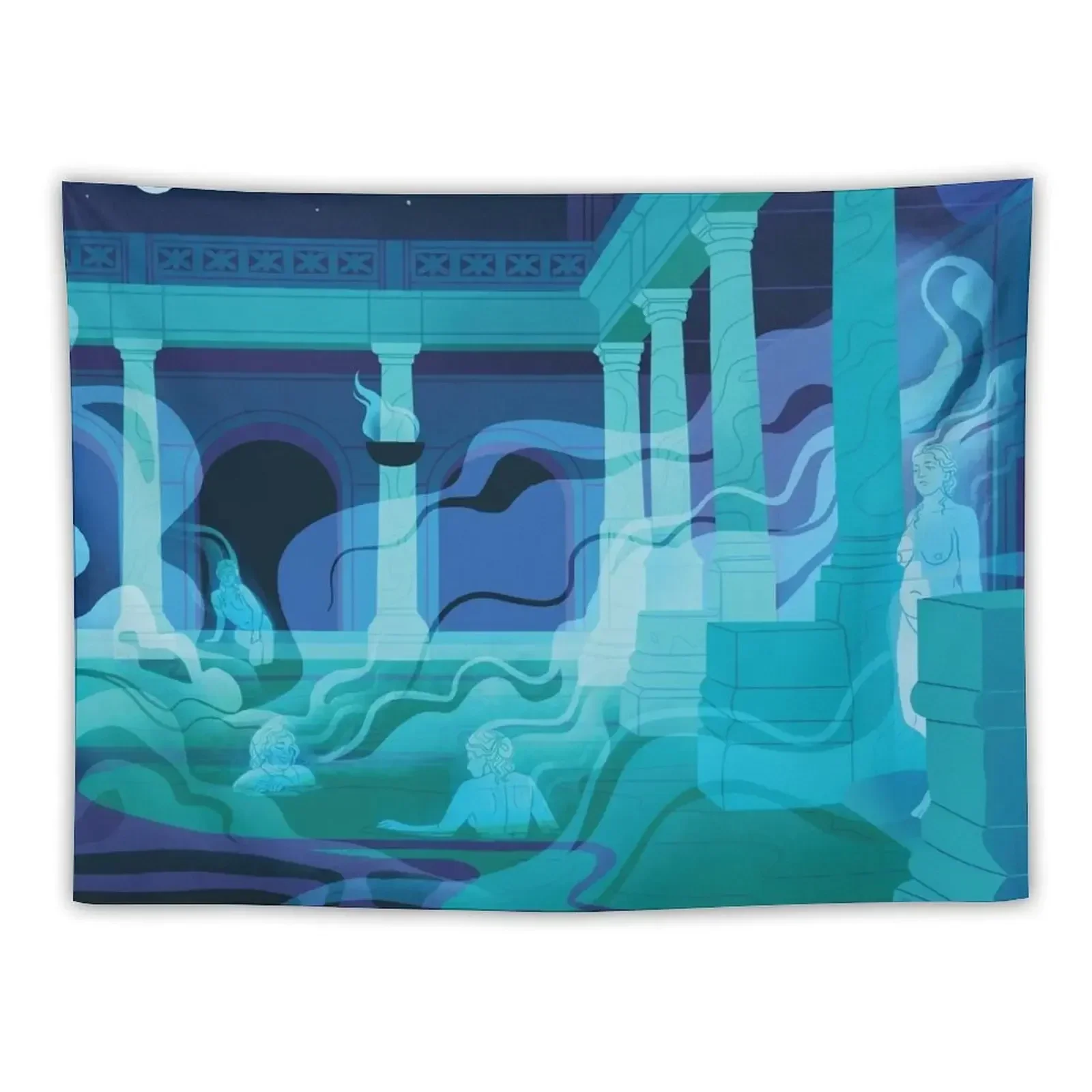 

Night at the Baths - Aqua Tapestry Home And Comfort Decor Living Room Decoration Room Decorating Aesthetic Tapestry