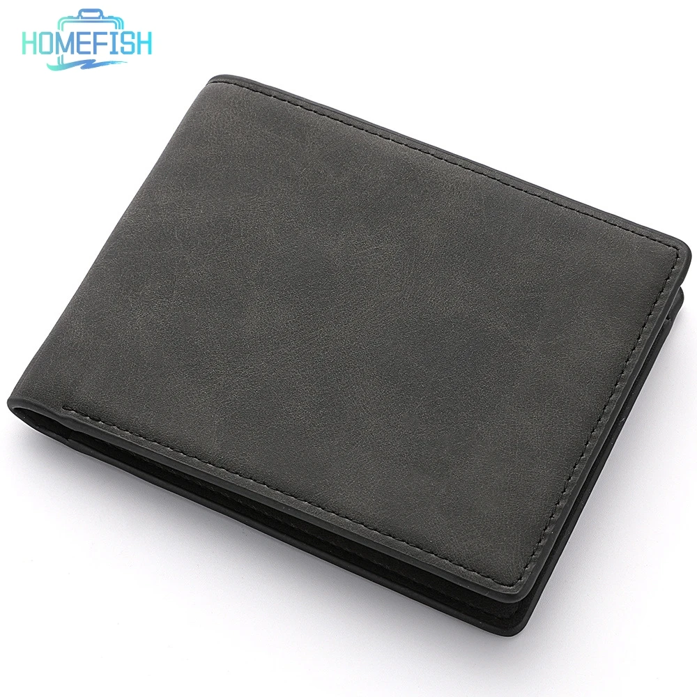 HOMEFISH 2025 Men's Short Wallet Soft Leather Lightweight Zipper Dollar Clip Simple Design
