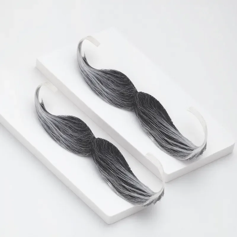 2 Pieces Simulation Mustache Beard Realistic False Facial Hair for Party Costume Halloween Photo Booth Props Adult Gift