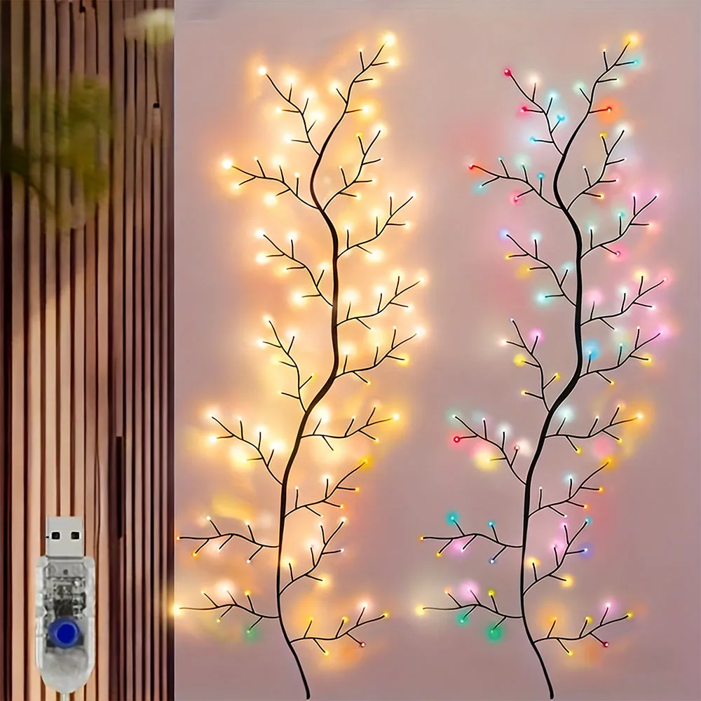 

Гибкие светодиодные гирлянды-ветки 72/96 LED с USB-питанием для декоративного освещения стен в спальне и на вечеринках