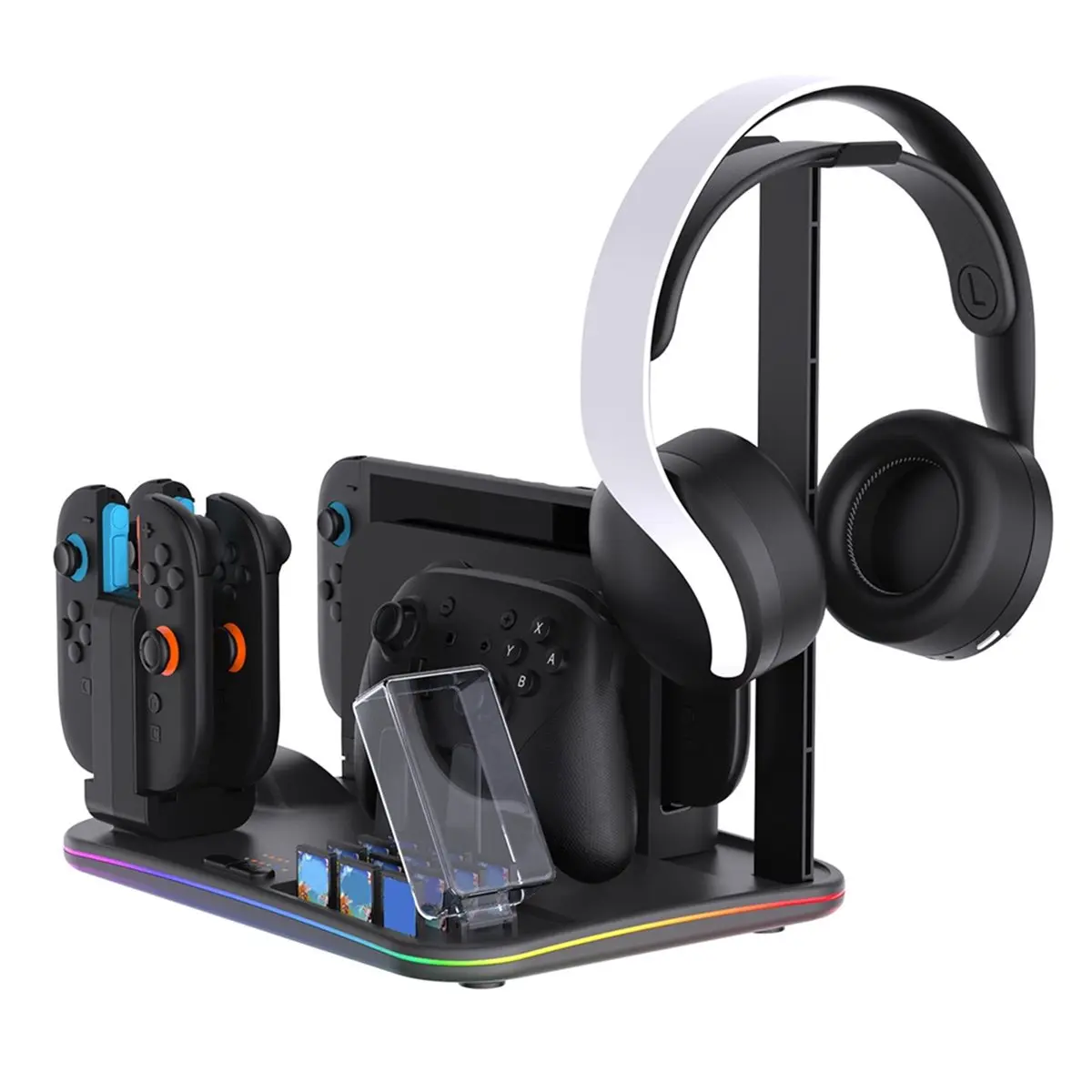 

(BAAY) Многофункциональная зарядная док-станция 12-в-1 для Switch 2 с охлаждающим вентилятором и RGB-подсветкой для Switch 2/1