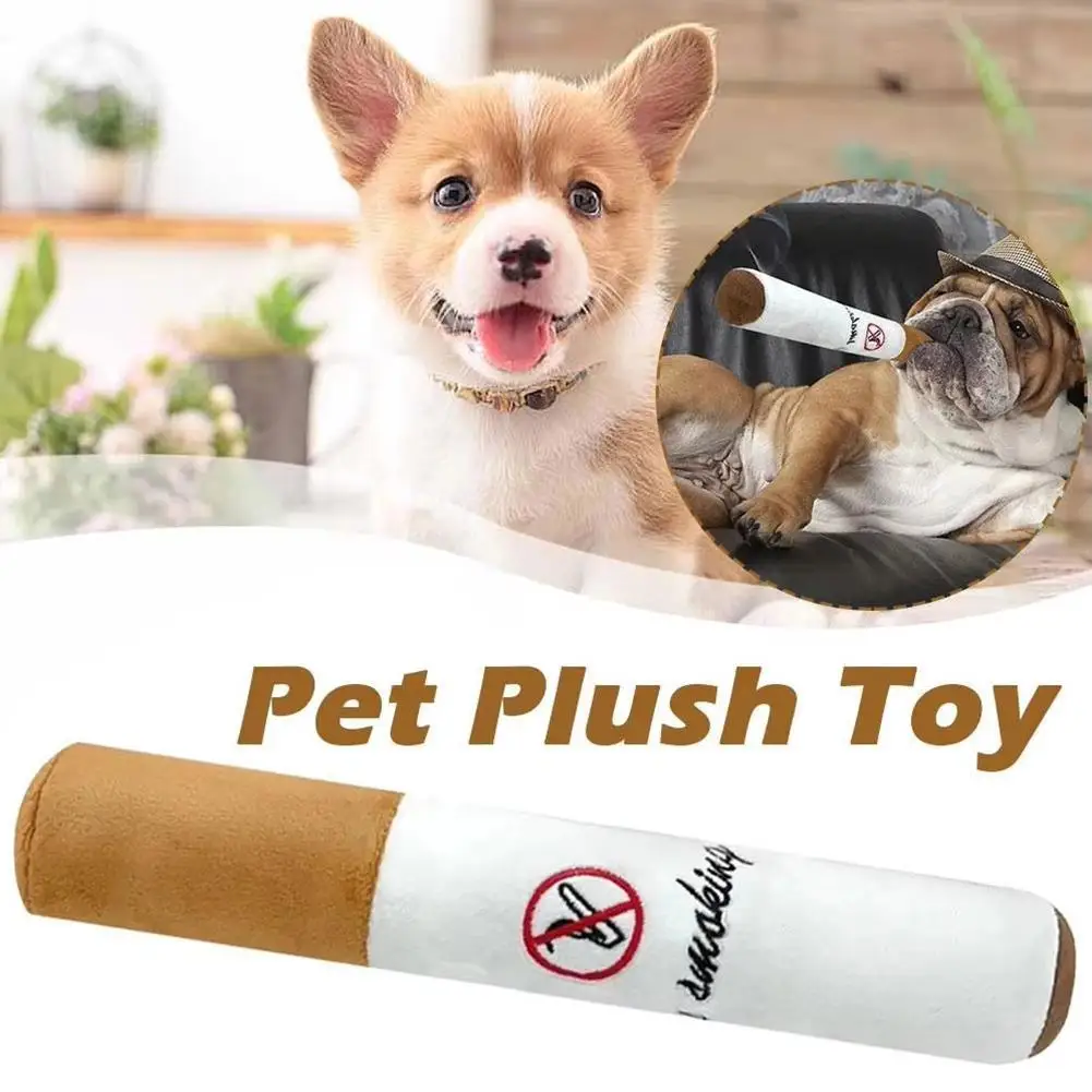 Cigarette Dog Toys Realistic Funny Cigar Dog Toys Plush Stuffed Dog Toys for Chewing, Teething, Training Cigarette Dog Toys