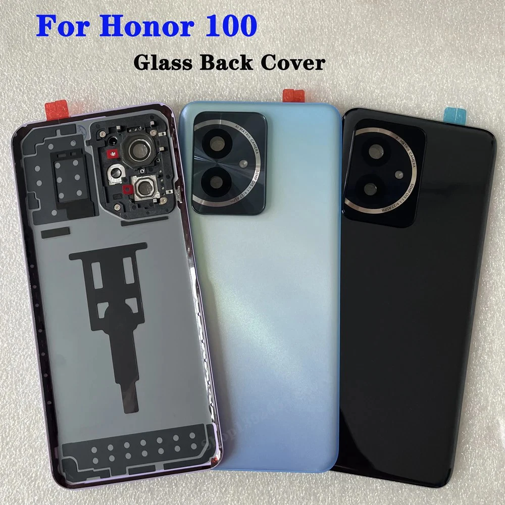 

New Tempered Glass Back Battery Cover For HW Honor 100, Back Cover, Door Housing, Flash Cover, Camera Lens, Spare Parts