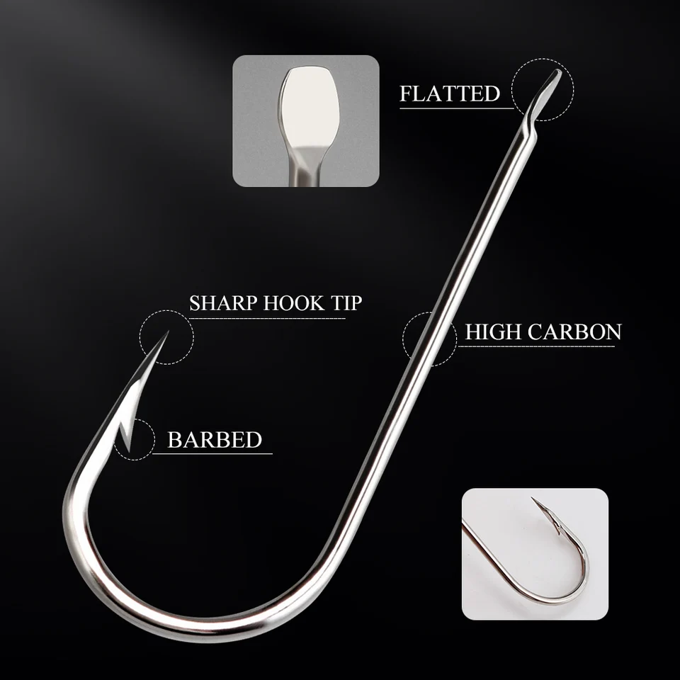 Hameçons Aberdeen à Longue Tige – Acier Carbone Haut De Gamme, Barbelés, 100 Pcs – Pêche Carpe & Eau Douce