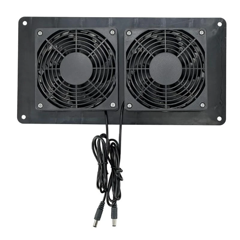97QC كفاءة DC12V مجموعة التهوية مروحة مزدوجة لبيوت الحيوانات الأليفة الملاجئ Solar Panal