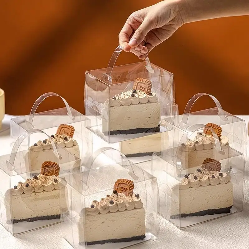 Caja Transparente para Pastel, Cuadrada de 2 Puadas, para Empacar Pasteles, Tirsú, Herrentas de Cocina, Equipo para H...