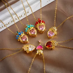 Princess Crown Charm Necklace Women Fashion Wedding Party Jewelry School Blair Crown Rapunzel Gold Plated Necklace Gift For Her