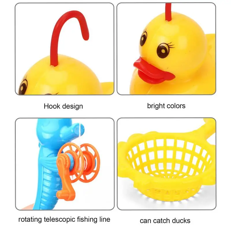 Fishing Bath Toys Bathroom Floating Pool Fishing Play Set Bathtub Toys Fishing Game With Fishing Pole 7 Rubber Ducks And Fishing