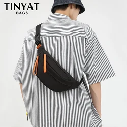 TINYAT-riñonera deportiva para hombre y mujer, bolso cruzado de hombro grande, cinturón de viaje genuino, bolsillo de calidad