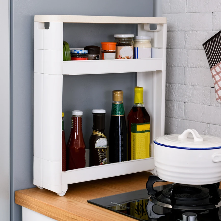 Kitchen Seam Frame Toilet Seam White Storage Layer Frame, Refrigerator Gap Thickened Storage Frame Multi-Layer Finishing Objects