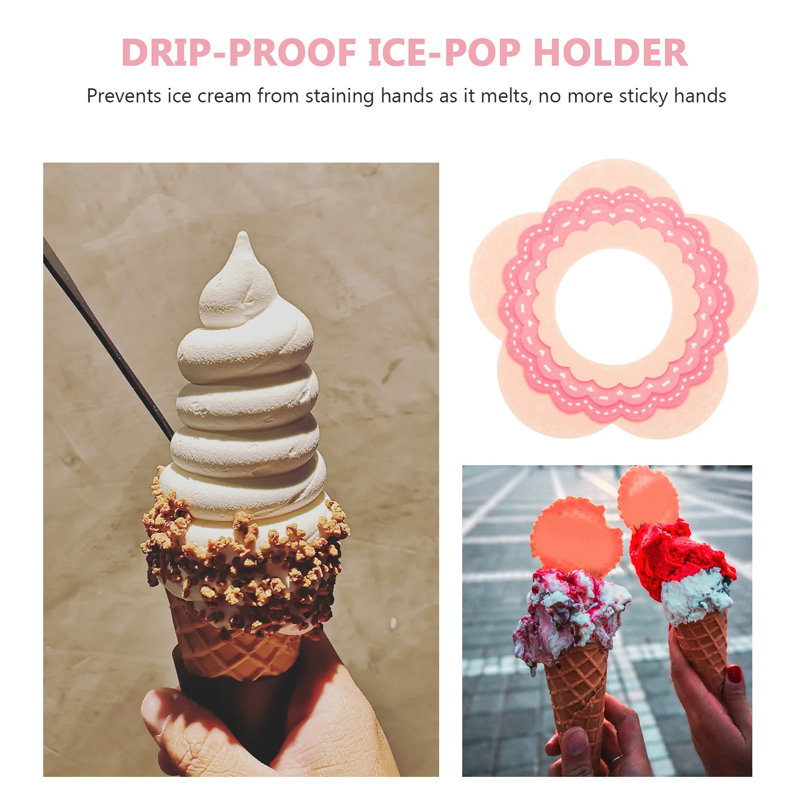 

50pcs Drip Free Ice-Pop Holder Paper Catcher For No Mess Ice Cream Accessories Waterproof Tray Kitchen Bar Supplies