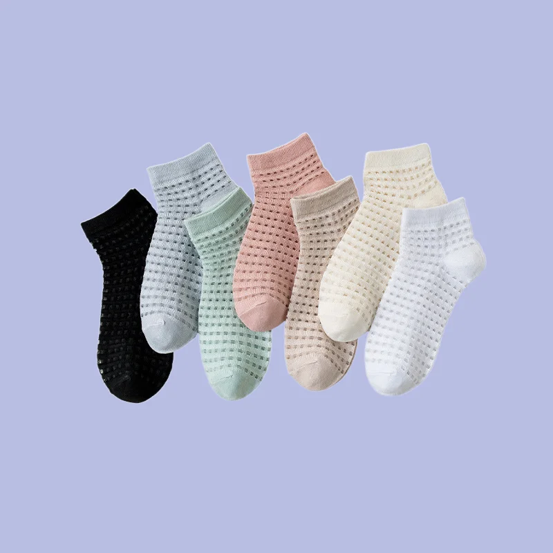 5/10 Pairs Women's Elastic Kasi Crystal Silk Mesh College Style Women's Boat Socks Summer New Socks