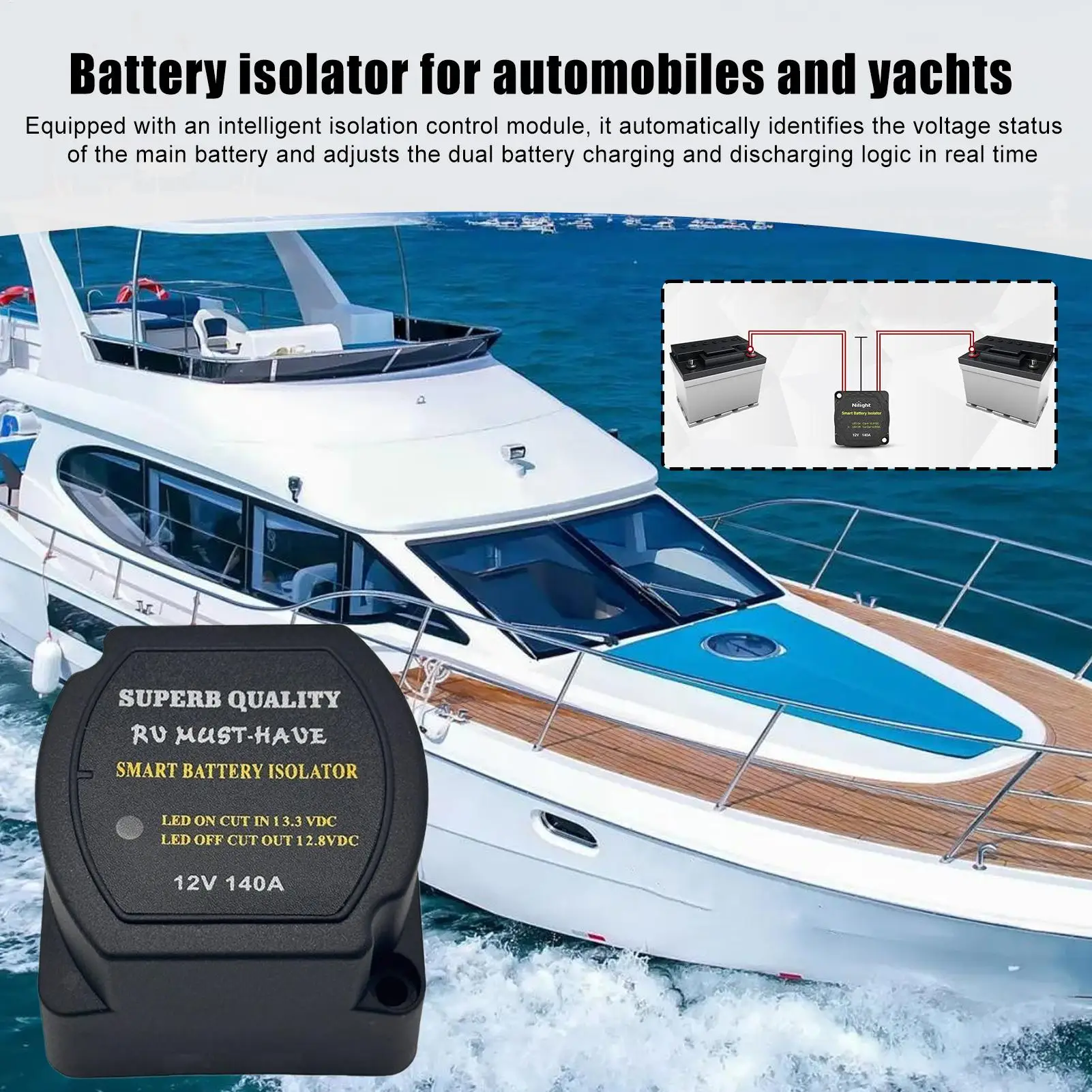 

12V Battery Isolator Battery Insulator Preventer Stabilizer Safety Protection For Trailer Atv Automobiles Car Yachts Marine