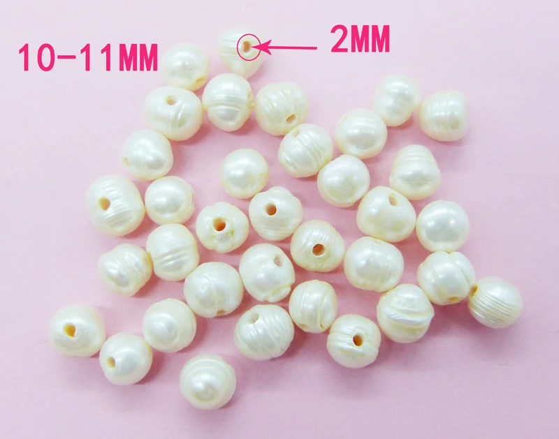 100pcs 10-11mm Natural White Freshwater Pearl  2mm hole DIY hand made pearl