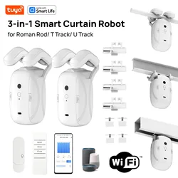 Tuya Smart Curtain Robot Curtain Motor 3-in-1 Tuya APP/Remote control Timed switch, Pull-to-start For Roman T U Tracks