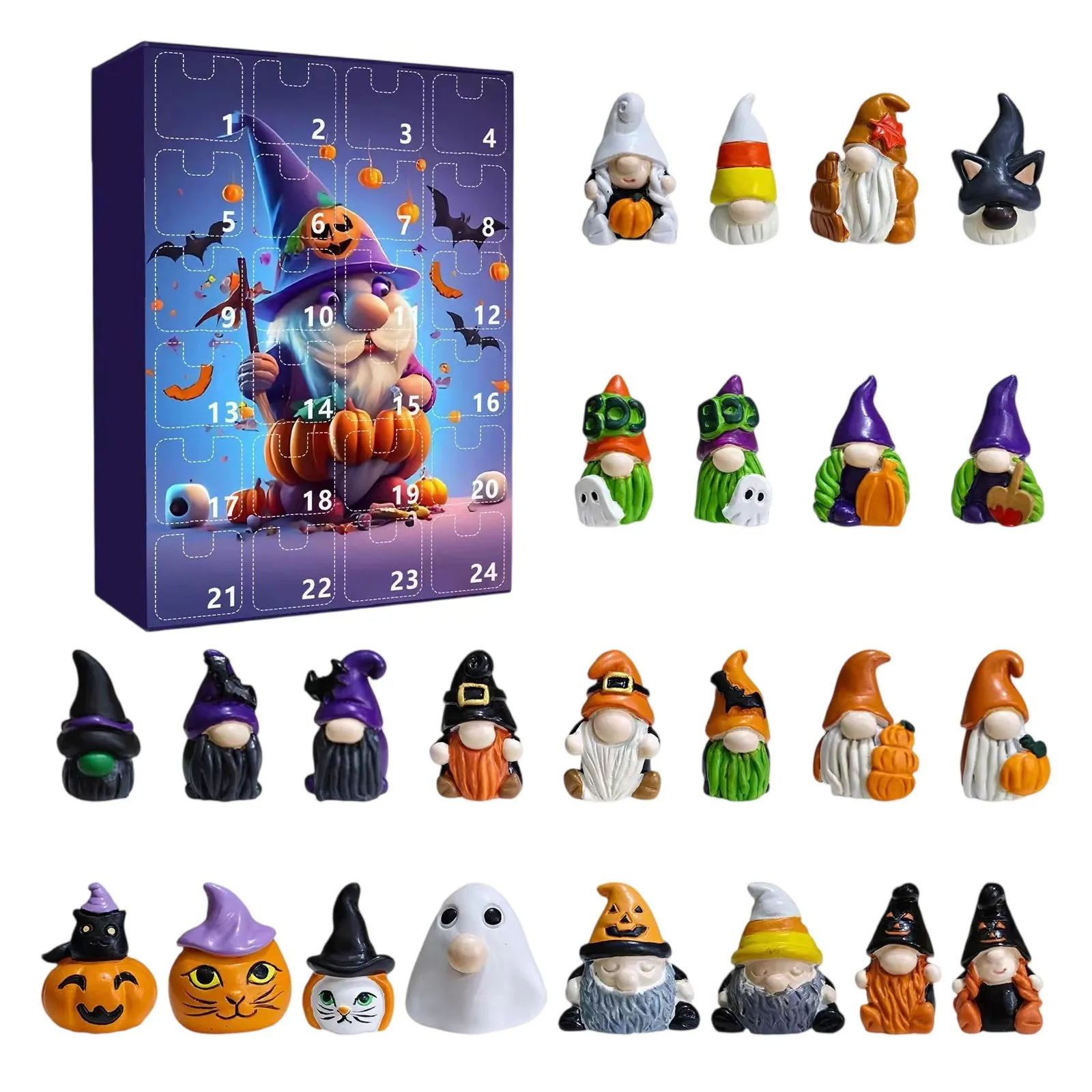 

Адвент-календарь на Хэллоуин, 24-дневный календарь на Хэллоуин, обратный отсчет, тыква, гном, персонаж, модель куклы, слепая коробка, игрушка