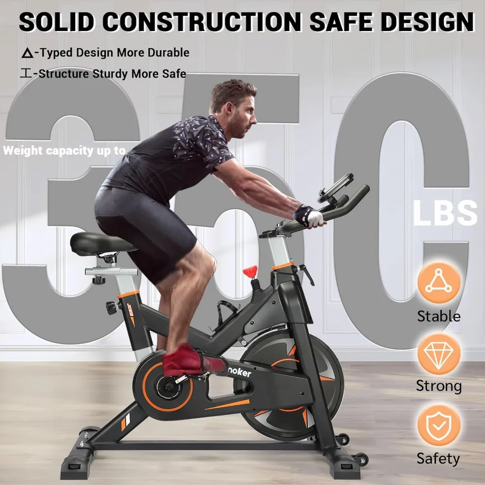 Magnetic Resistance Stationary Bike for Home，Indoor Bike with Whisper Quiet，Heavy Flywheel and Upgraded LCD Monitor