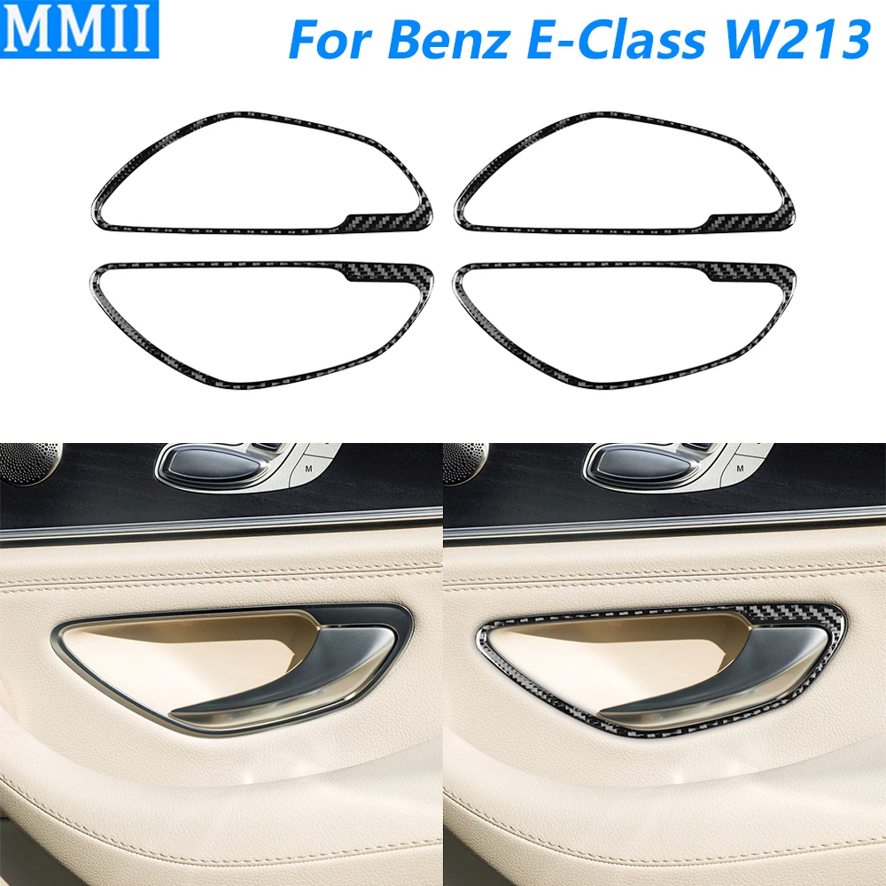 

For Mercedes-Benz E-Class W213 2016-2022 Carbon Fiber Inner Door Handle Frame Panel Trim Cover Car Accessories Interior Sticker