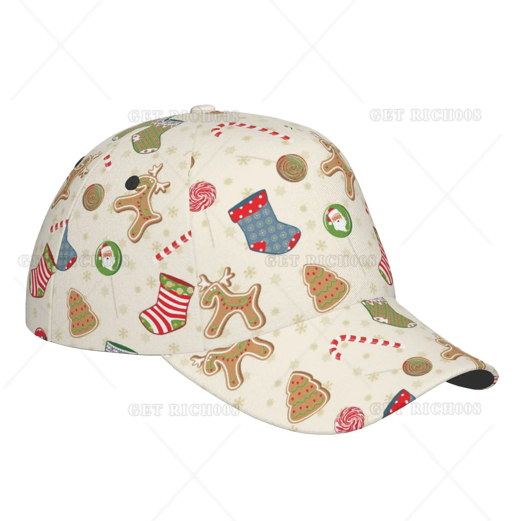 Gingerbread Man Christmas Baseball Cap Trucker Hat for Unisex Teens Adjustable Golf Hat for Sports Shopping One Size Print