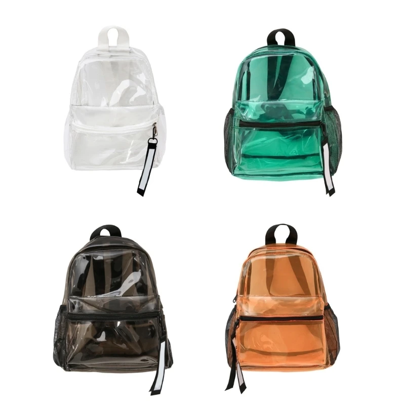 Clear Backpack Water Resistant Beach Hiking Bag Transparent PVC Zippers Backpack