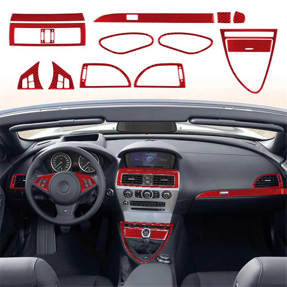 

1 Set/14 Pcs Car Interior Carbon Fiber Wrap Trim For BMW 6 Series E63 E64 2004-2010 Left Hand Driver Car Stickers