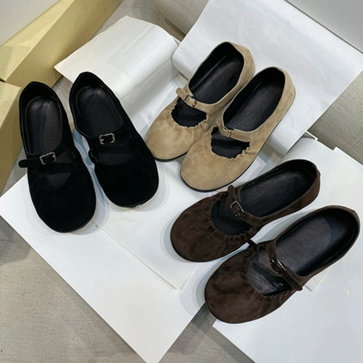 

Maxdutti 2025 Fashion Women's Shoes Minimalist Genuine Leather Mary Jane Shoes French Round Toe Elegant Soft Flat Shoes Women