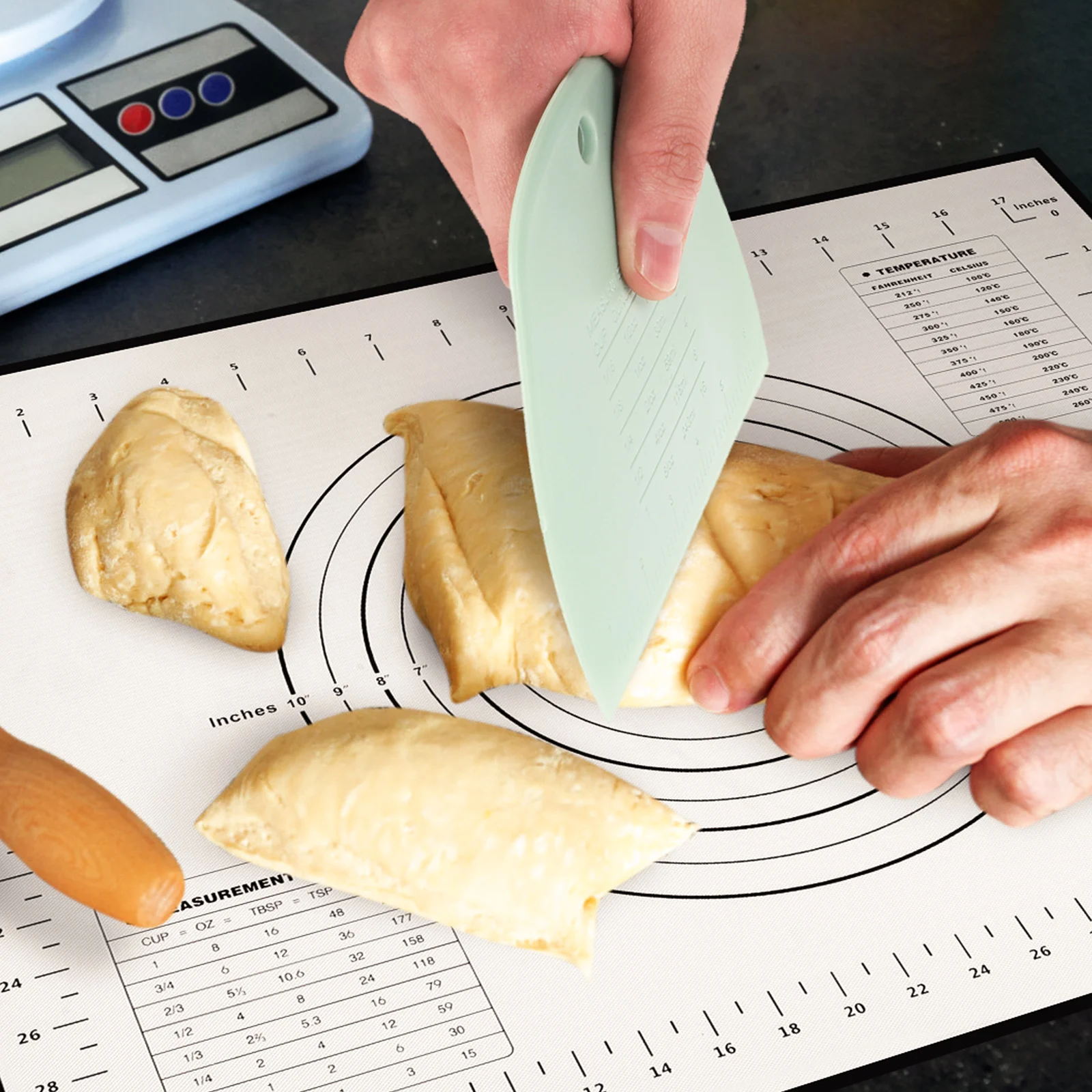 

Silicone Baking Pastry Cutter Dough Rolling Mat Non stick Flexible Measurement Markings Cookie Stencils Pastry Mat for Rolling