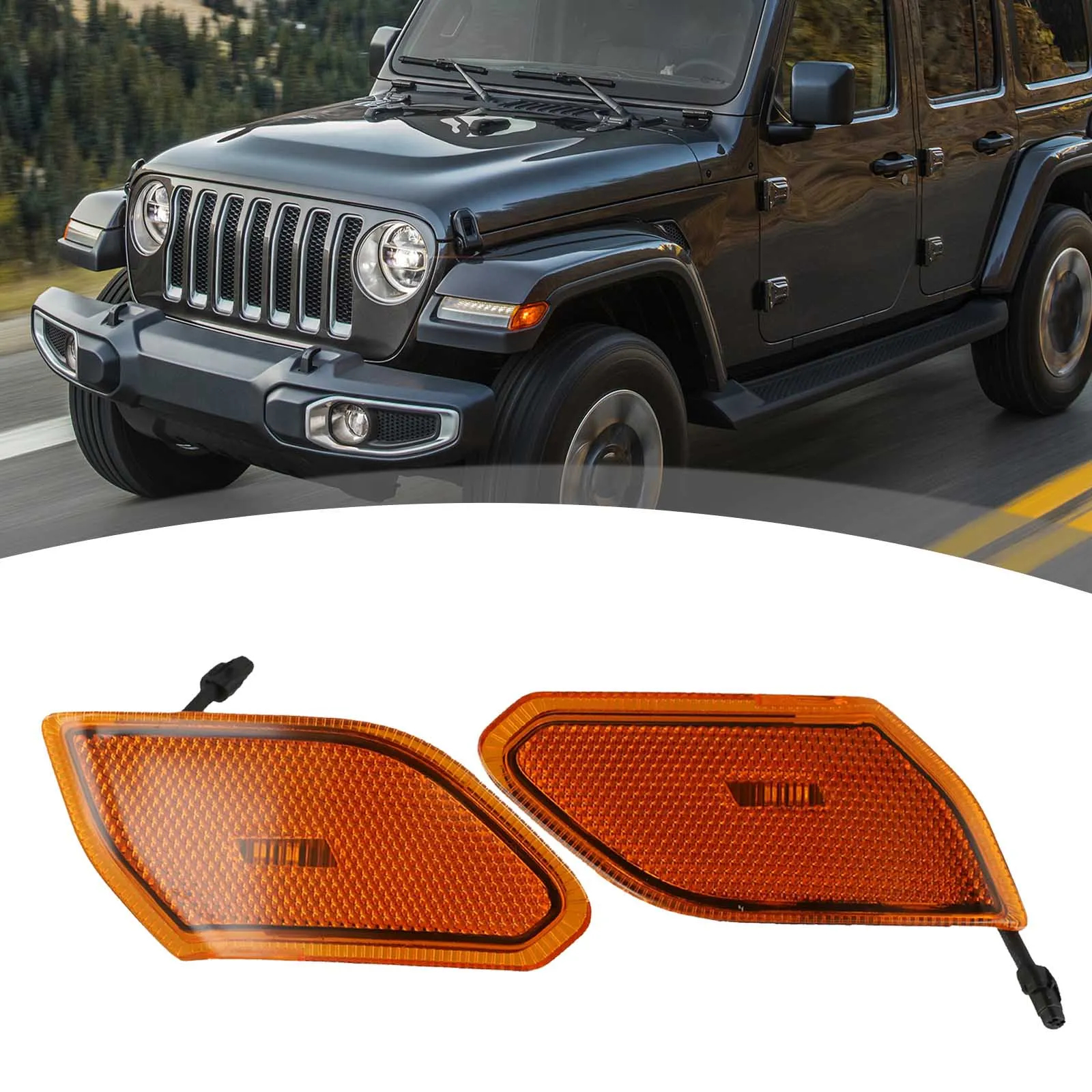 2PC Front Fender Side Marker Lights Turn Signal Lamp Left Right For Jeep For Wrangler For JL 2018-up For Gladiator JT 2020-up