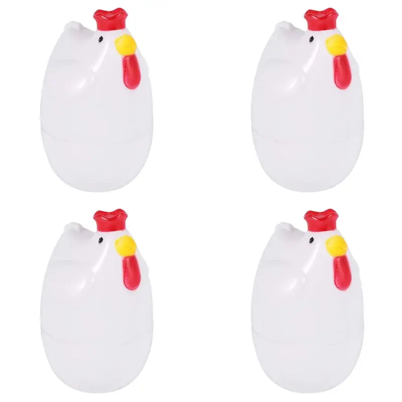 ABFU-Chick-Shaped 4 Boiled Egg Steamer Steamer Pestle Microwave Egg Cooker Cooking Tools Kitchen Gadgets Accessories Tools