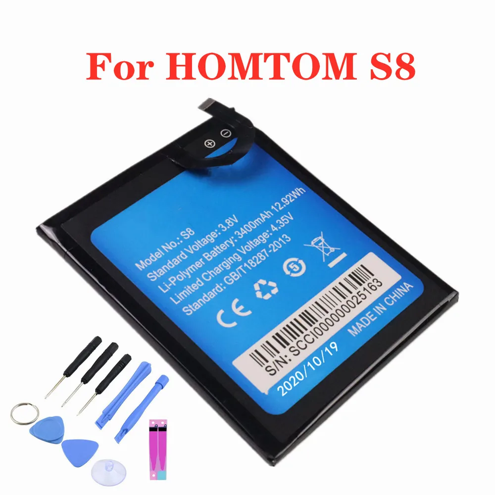 

New Original HOMTOM S8 battery 3400mAh For HOMTOM S8 5.7inch MTK6750 Mobile Phone Battery + Tools