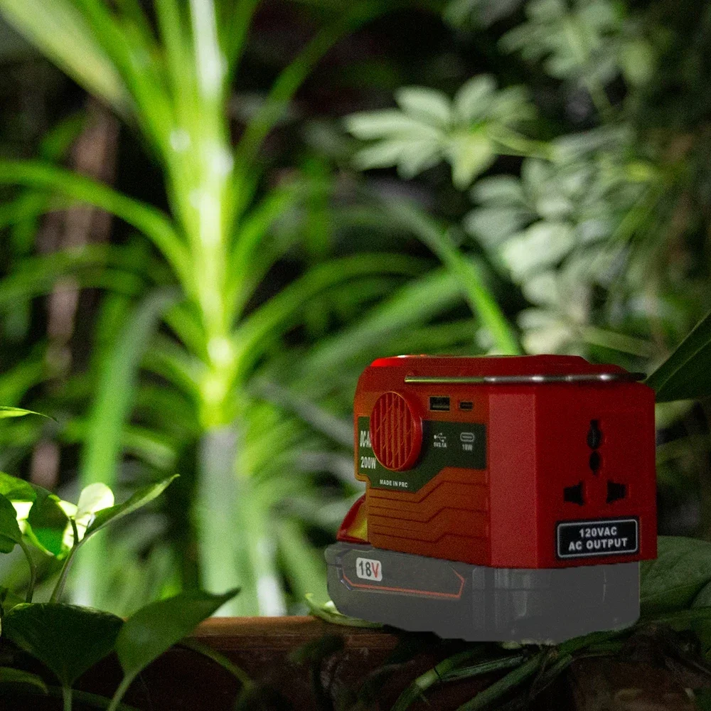 For Milwaukee 18V Li-ion Battery 200W Portable Inverter Sine Wave Power Adapter W/USB TYPE-C AC 110-230V Charger Socket - Image 6