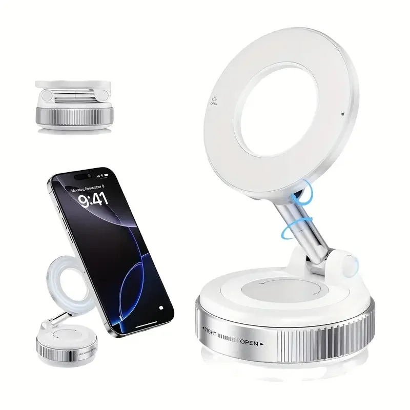 [Upgrade 360° °   Telefoonhouder] 360° °   Verstelbare vacuüm magnetische houder autotelefoonhouder Upgrade-versie Compatibel met autospiegels