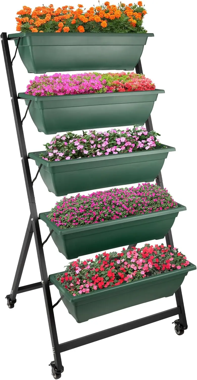 

5-Tier Vertical Garden Planter - Outdoor Planters (Green)