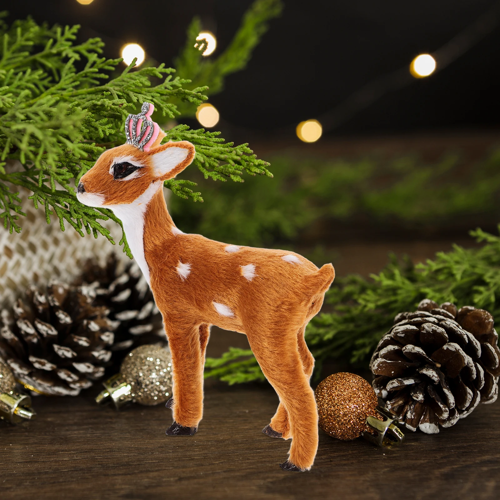 

Cute Reindeer Decoration Plastic Cloth Christmas Elk Indoor Desktop Tabletop Centerpiece Home Decor Small Reindeer Sculpture