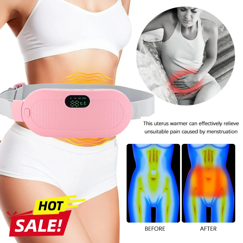 

Вибрационный нагревательный пояс для женщин, менструальный массажер для облегчения спазмов с 4 настройками тепла, теплый дворцовый пояс, подарок для подруги