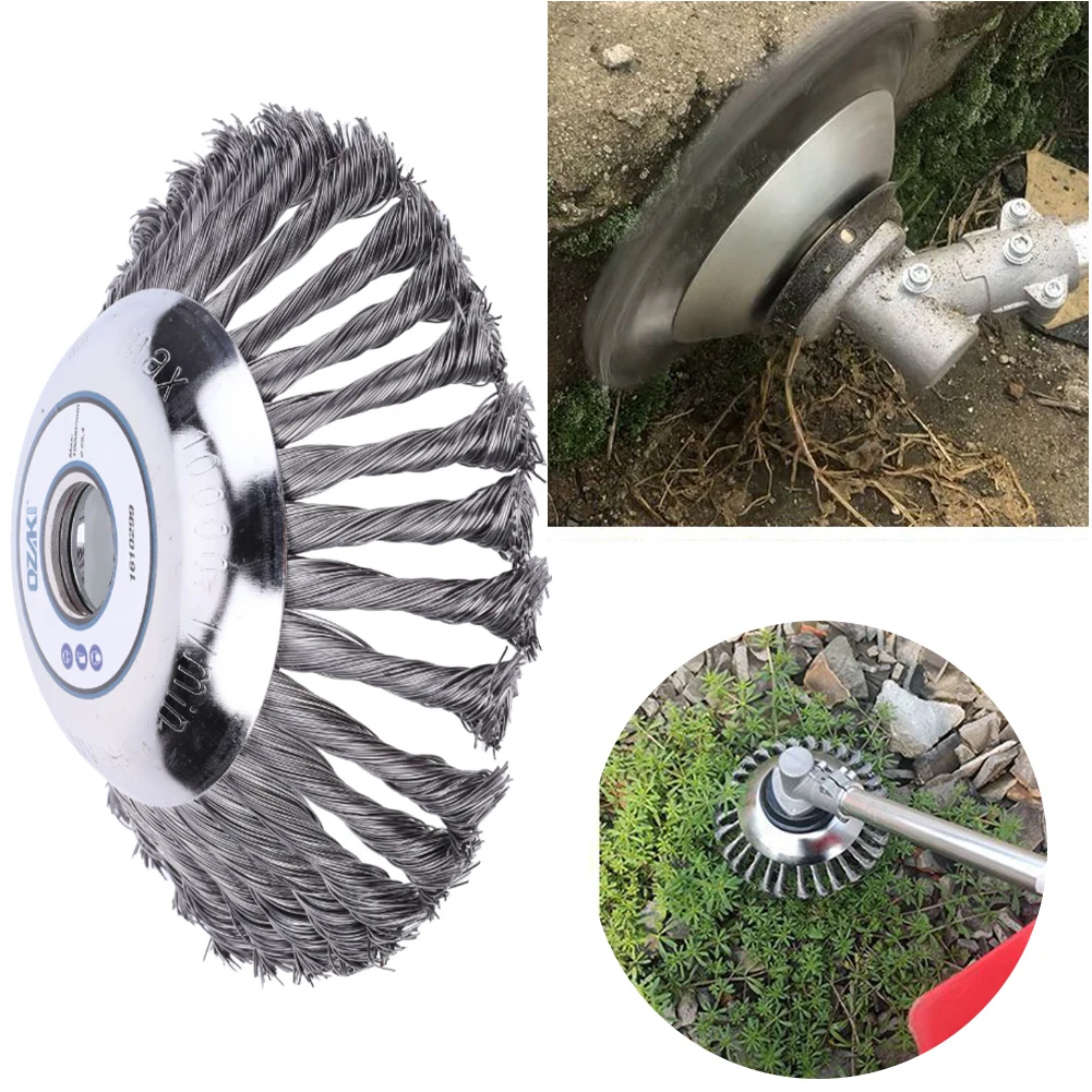 

6 Inch Knot Steel Wire Wheel Brush Disc Garden Weed Brush Grass Trimmer Heads Derusting Weeding Wheel Power Garden Tool