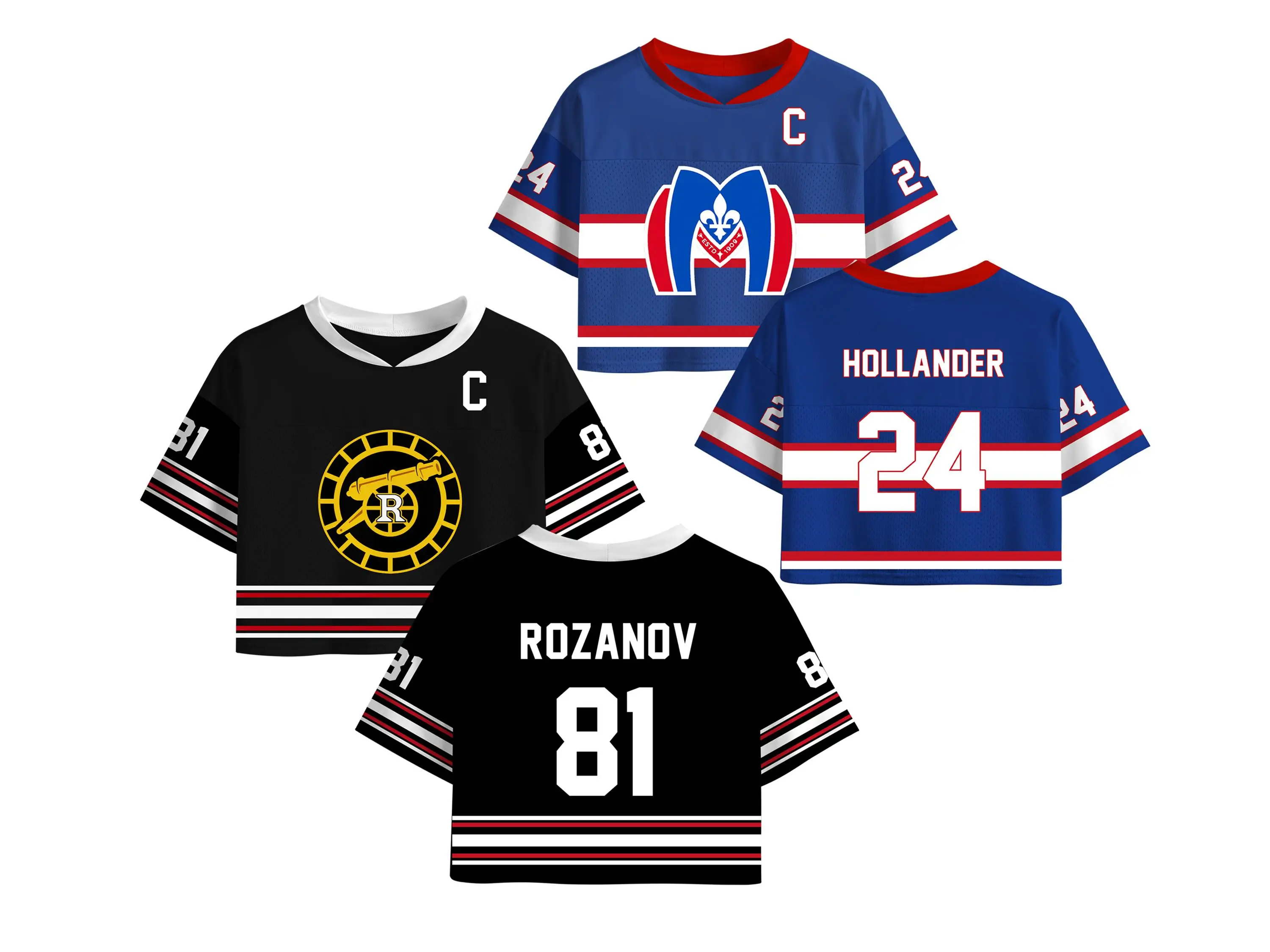 Heated Rivalry Crop Top Football Jersey, ROZANOV & HOLLANDER Football Jersey, Ilya Rozanov Shane Hollander, Hollander Rozanov