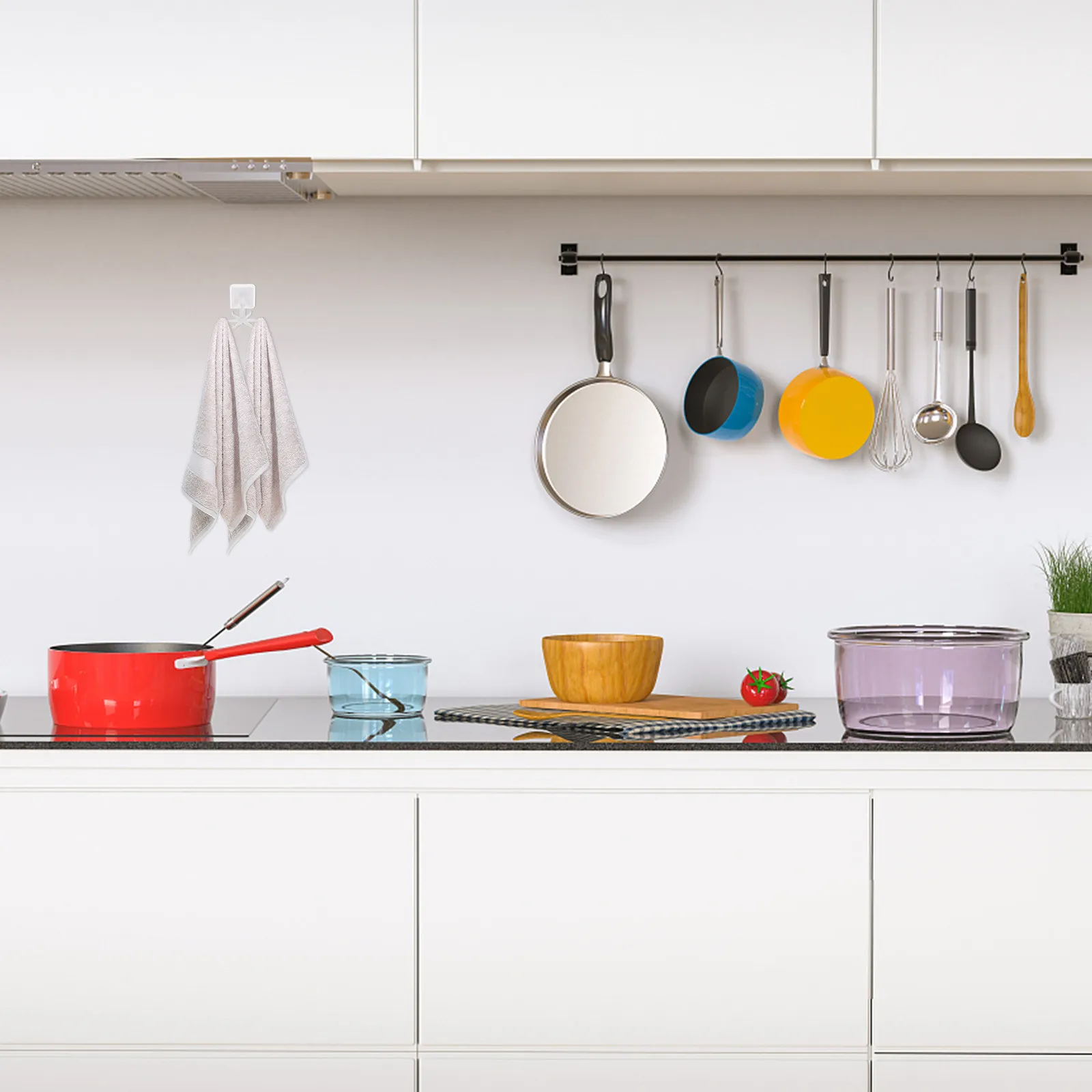 4Pcs Space Saving Rotating Utensil Holder Wall Mounted Kitchen Utensil Rack for Spatula Spoon Soup Ladle Storage Organizer