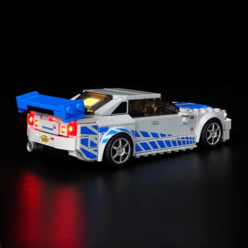 No Bricks LED Light Set for 2 Fast 2 Furious Nissan Skyline GT-R R34 Speed Champions 76917