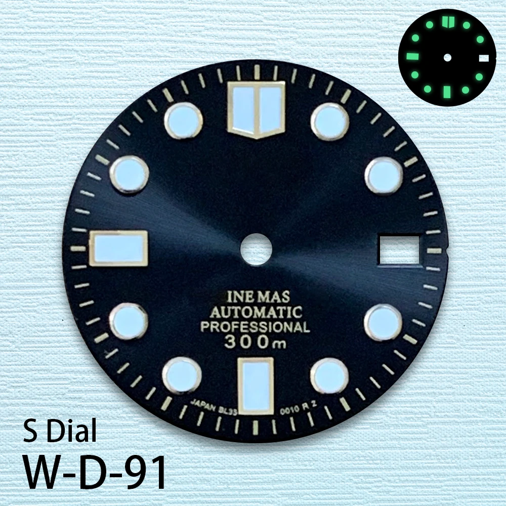 28.5mm S Logo Enamel Dial Suitable for NH35 Japanese Movement Green Luminous Sunray High Quality Watches Modified Accessories